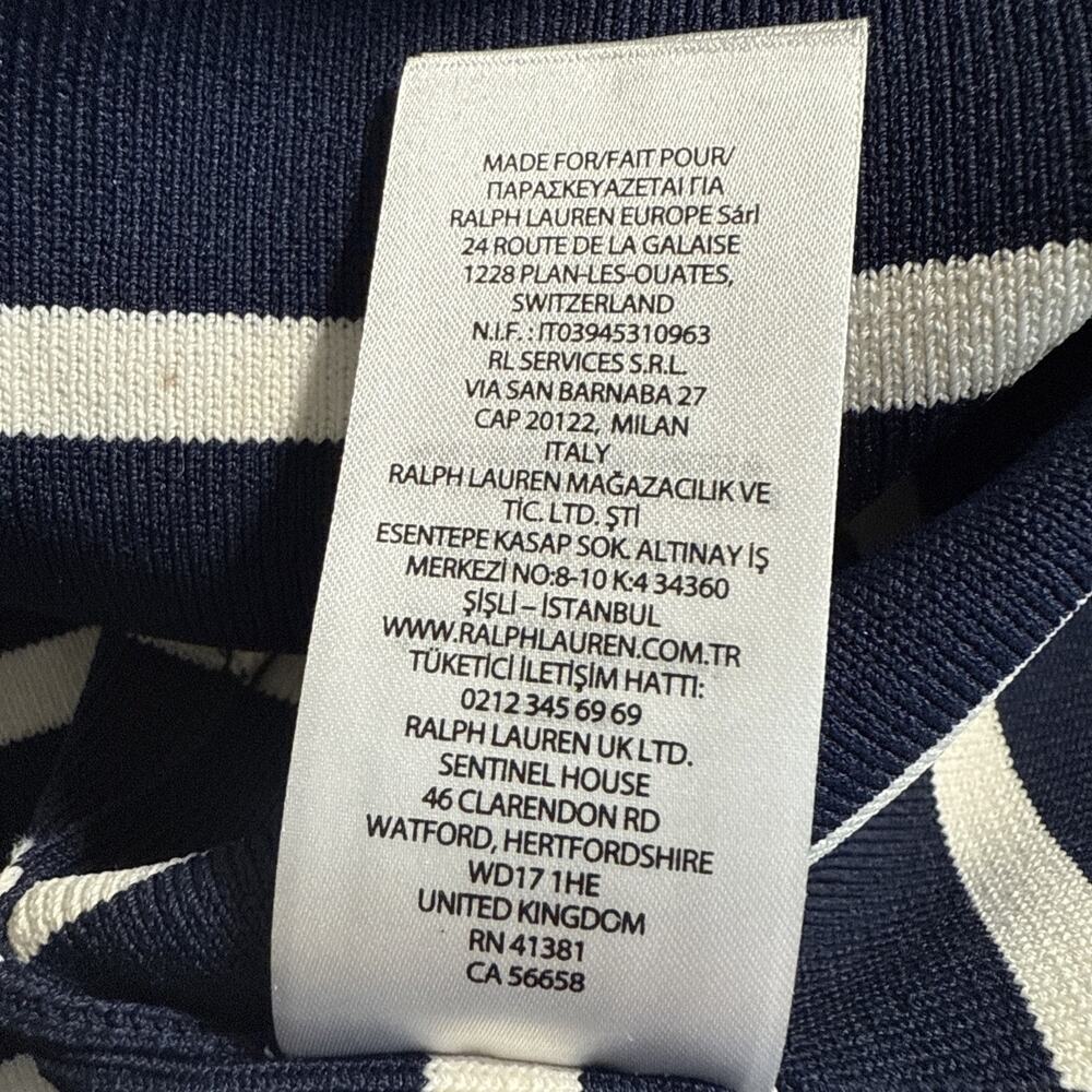 Lauren Ralph Lauren Striped Mock Neck Sweater Women Large Navy/White Pullover LS - Picture 10 of 10